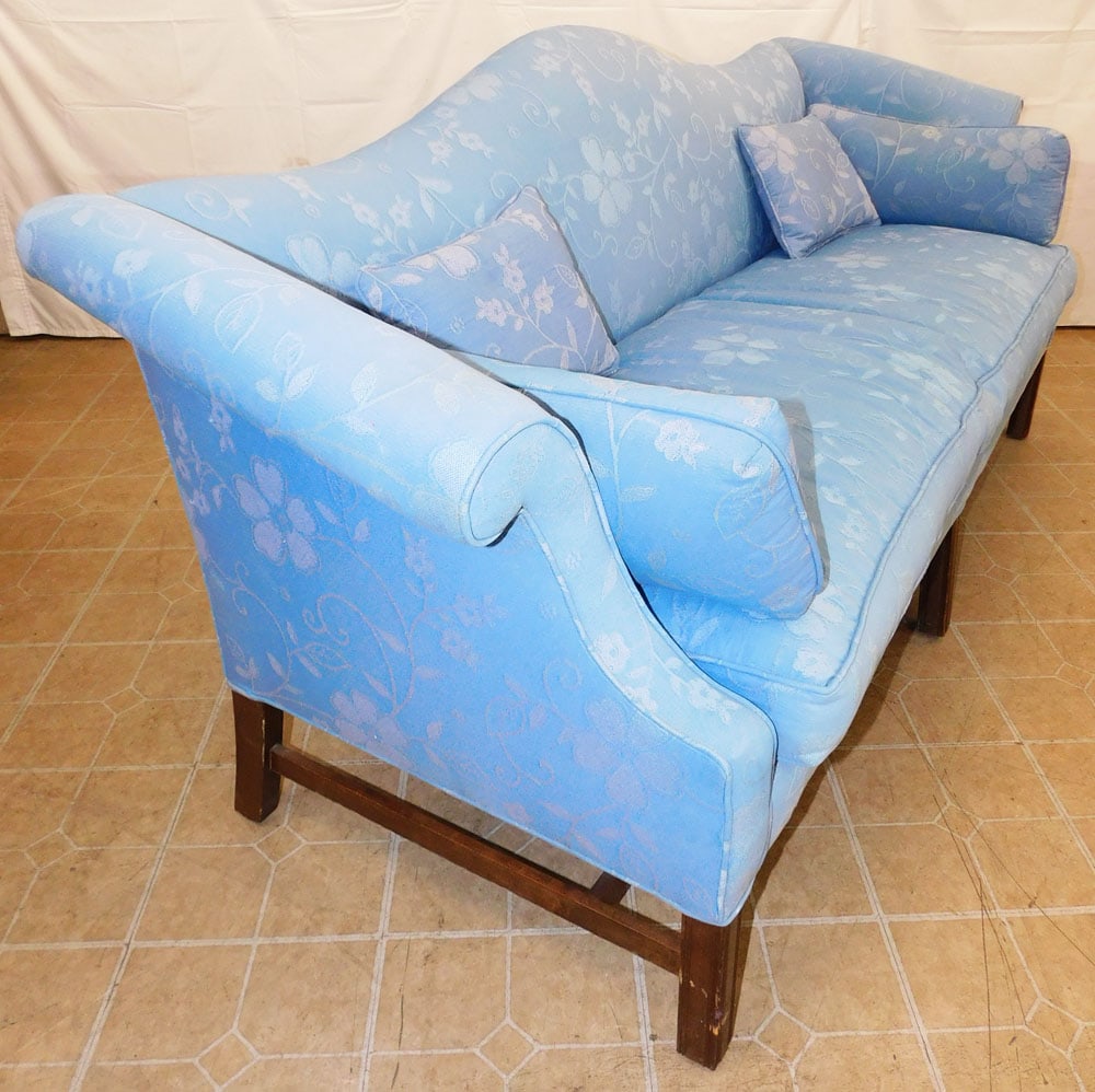 Upholstered Camel Back Chippendale Style Sofa  - 5