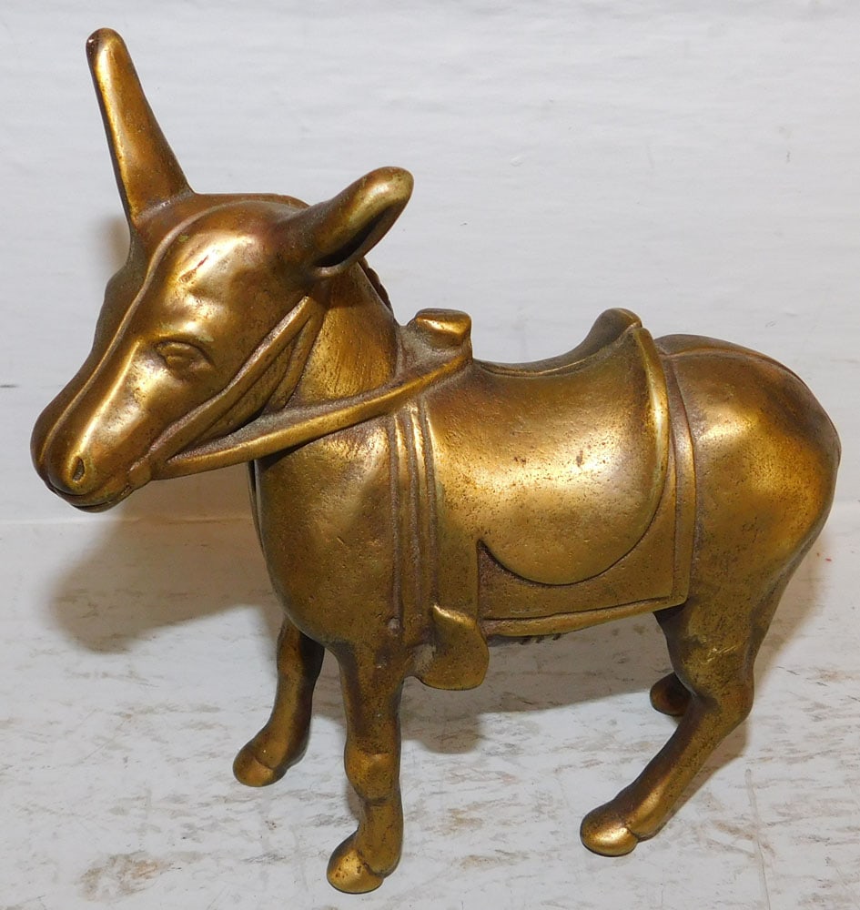 Gilded Cast Iron Donkey Bank (1 of 4)