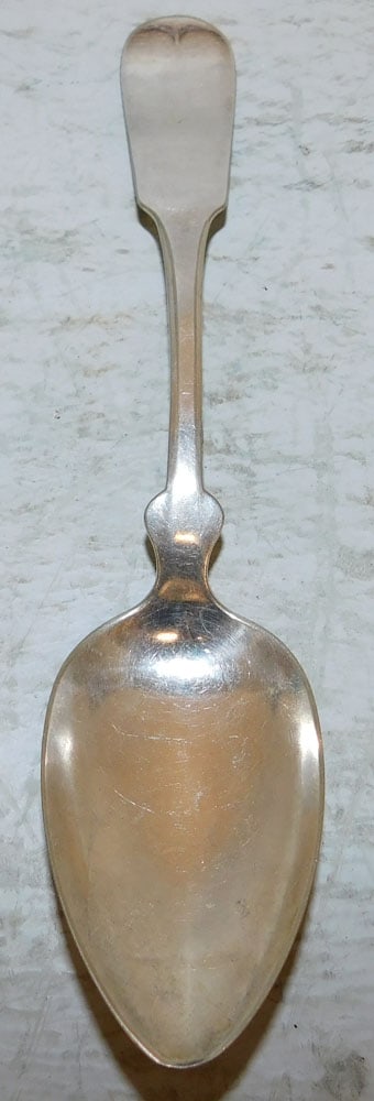Antique Coin Silver Spoon, 1.4 ozt.: Antique Coin Silver Spoon, 1.4 ozt.. 8 1/4" L ALL DESCRIPTIONS AND ANY CONDITION STATEMENT GIVEN BY LANGSTON AUCTION GALLERY ARE STRICTLY OPINIONS AND LANGSTON'S SHALL HAVE NO RESPONSIBILITY FOR