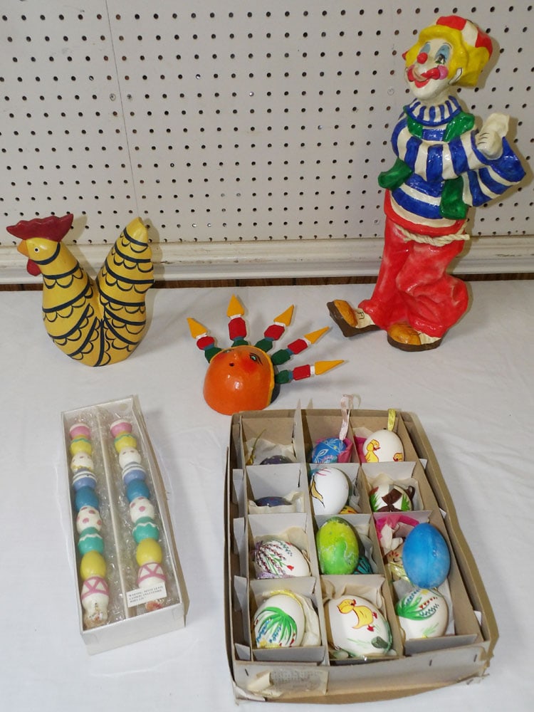 Lot of Painted Wood, Paper Mache Items, & Painted Eggs (1 of 5)