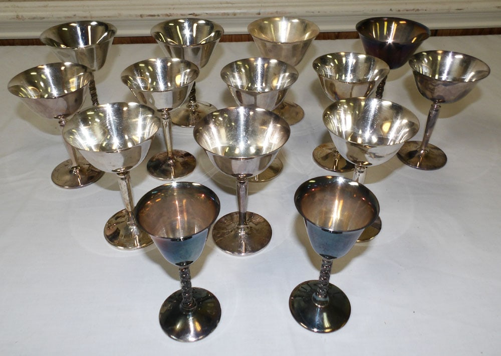 Lot of Silverplated Stemware: Lot of Silverplated Stemware. Up to 5" H 3 1/2" W "ALL DESCRIPTIONS AND ANY CONDITION STATEMENT GIVEN BY LANGSTON AUCTION GALLERY ARE STRICTLY OPINIONS AND LANGSTON'S SHALL HAVE NO RESPONSIBILITY FOR