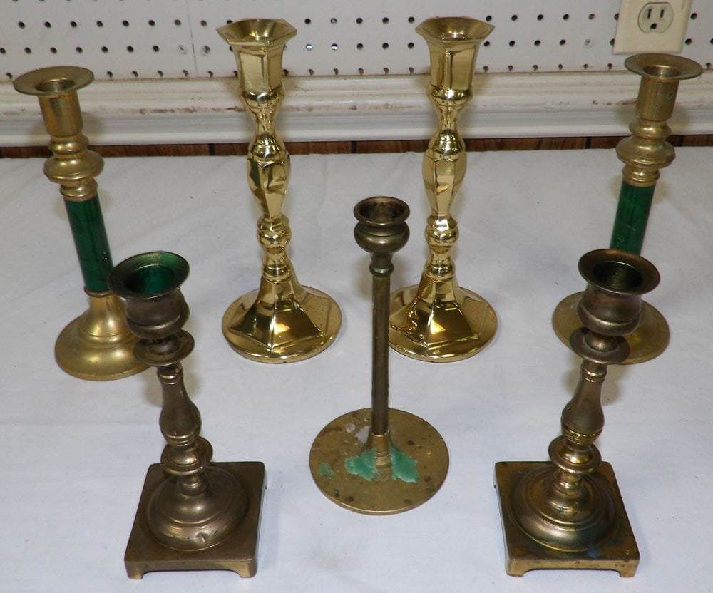 Lot of Brass Candlesticks (1 of 3)