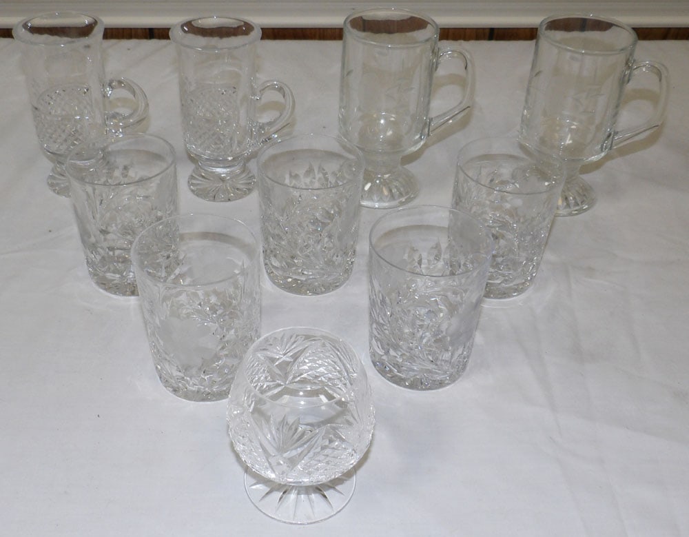 Lot of Cut Glass Tumblers & Stemware, (Some Signed) (1 of 5)