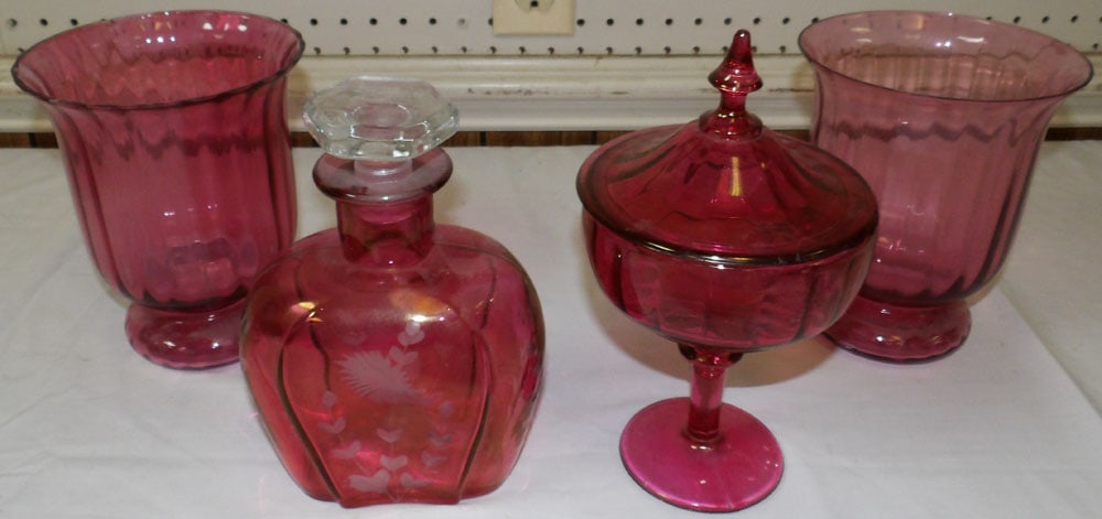Lot of Cranberry Glass Items (1 of 3)