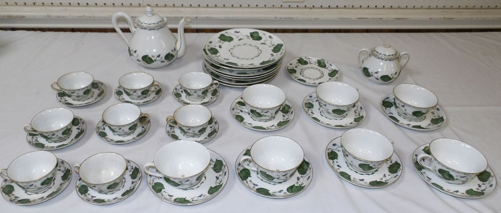 Lot of Limoges Painted Porcelain Tea Set: Lot of Limoges Painted Porcelain Tea Set . Up to 8" W "ALL DESCRIPTIONS AND ANY CONDITION STATEMENT GIVEN BY LANGSTON AUCTION GALLERY ARE STRICTLY OPINIONS AND LANGSTON'S SHALL HAVE NO RESPONSIBILITY 