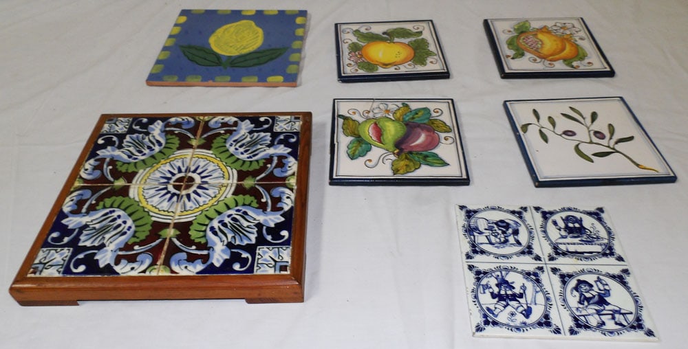 Lot of Painted Porcelain Tiles (1 of 5)
