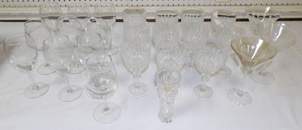 Lot of Stemware, (Some Signed): Lot of Stemware, (Some Signed). Up to 7 1/2" H 5" W "ALL DESCRIPTIONS AND ANY CONDITION STATEMENT GIVEN BY LANGSTON AUCTION GALLERY ARE STRICTLY OPINIONS AND LANGSTON'S SHALL HAVE NO RESPONSIBILITY