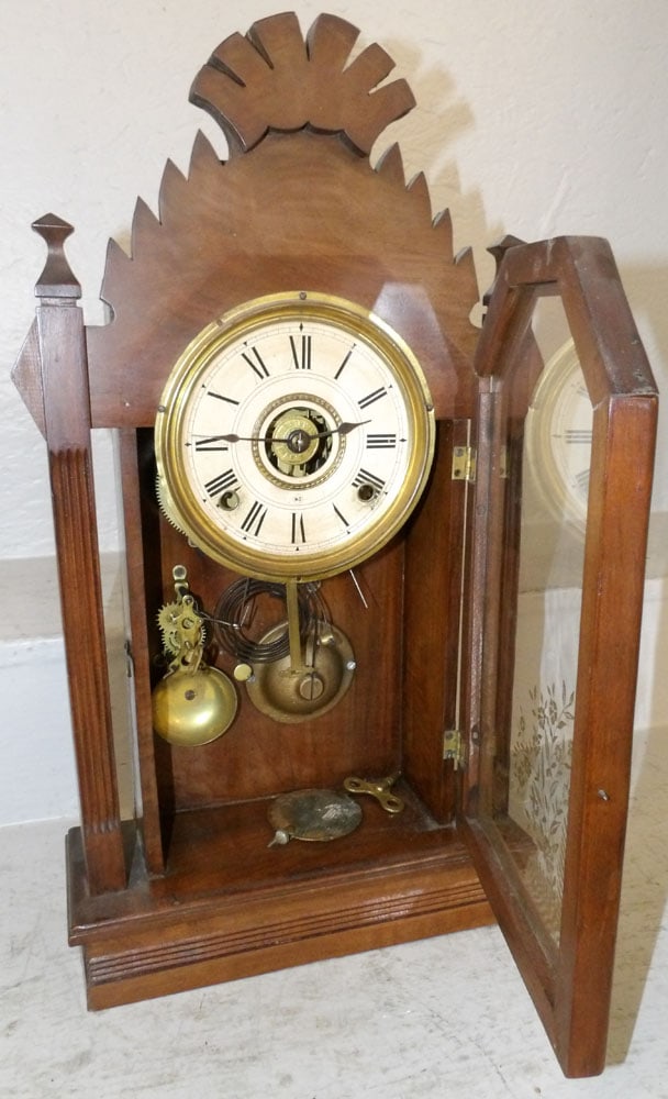 Antique Walnut Victorian Kitchen Clock - 2
