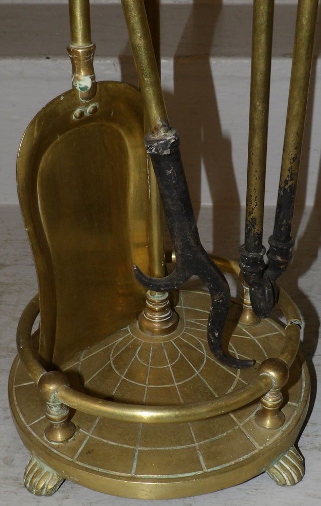Five Piece Brass Fire Place Tool Set - 2