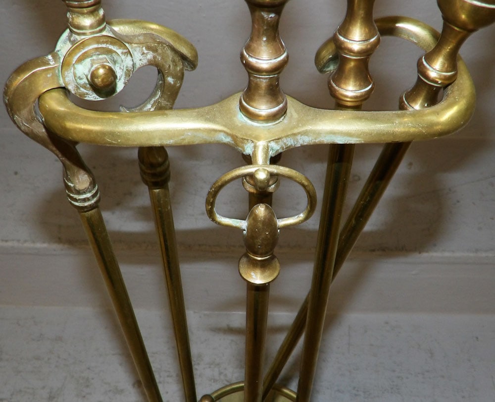 Five Piece Brass Fire Place Tool Set - 6