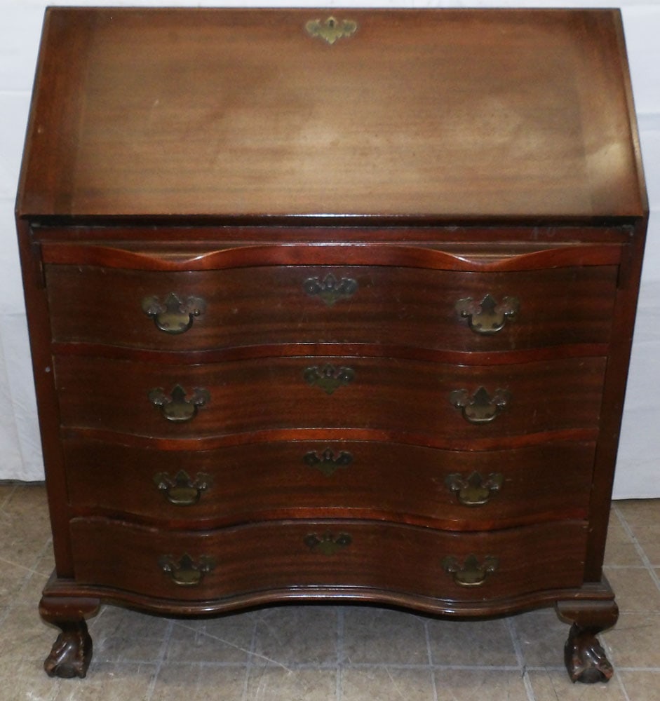 Mahogany Serpentine Front Desk by Maddox (1 of 10)