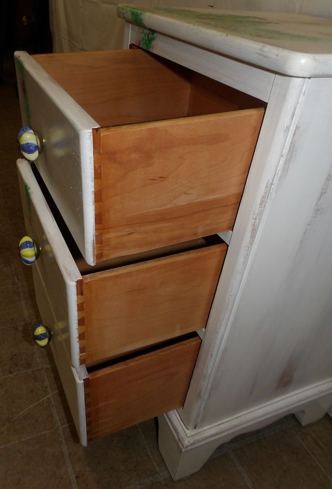 Painted Three Drawer Night Stand - 3