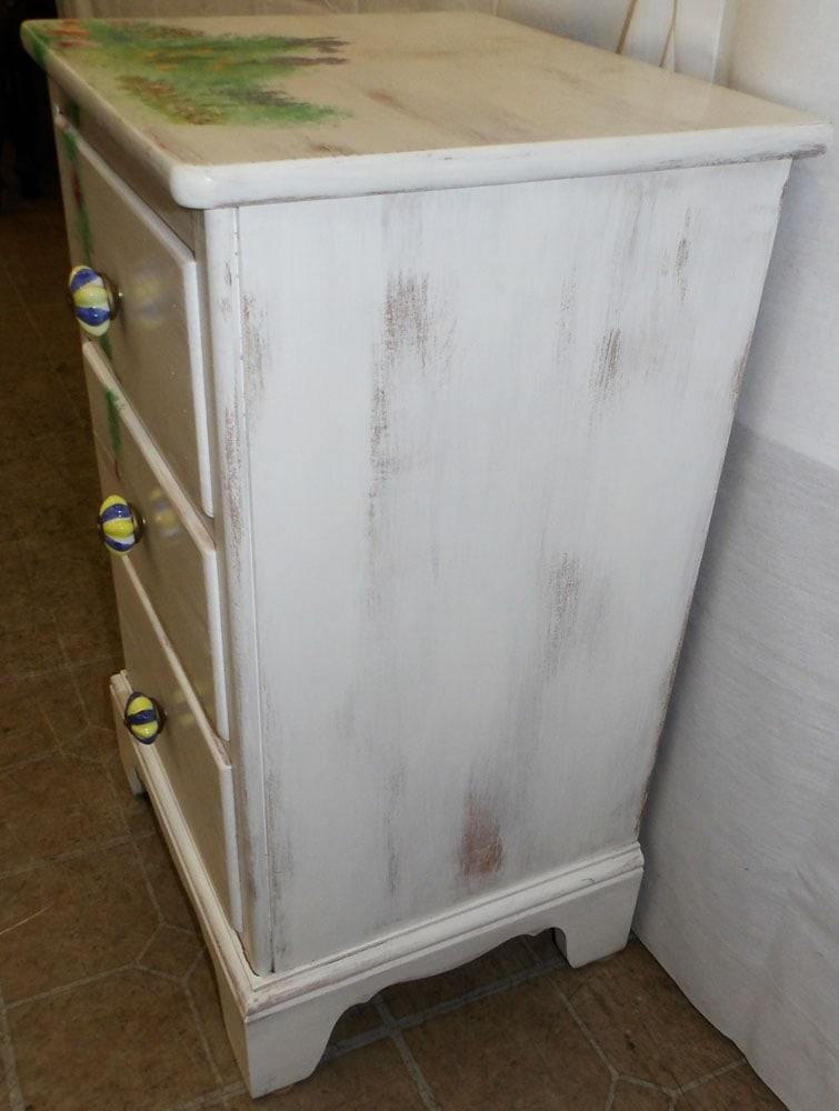 Painted Three Drawer Night Stand - 4