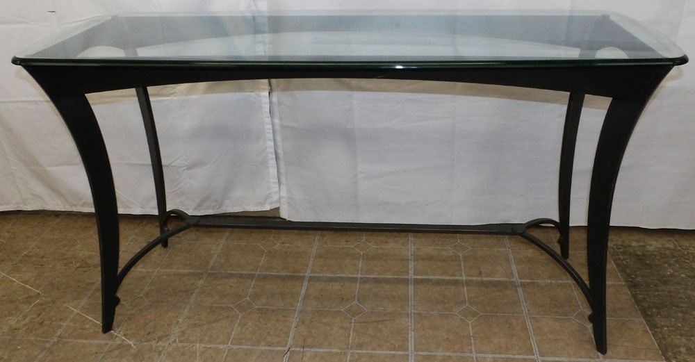 Modern Glass Top & Painted Metal Base Sofa Table (1 of 4)