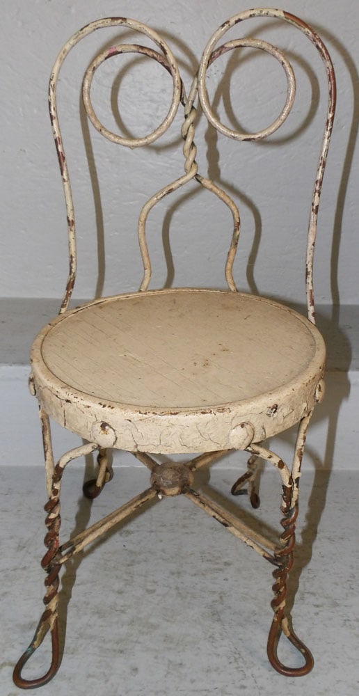 Painted Wrought Iron & Wood Seat Child's Ice Cream Chair (1 of 5)