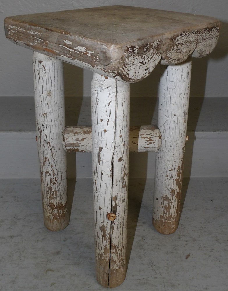 Painted Pine Stool - 4