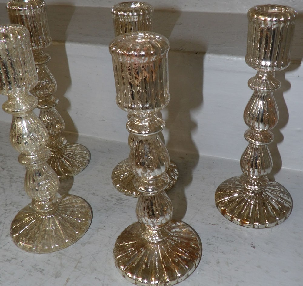 Five Mercury Glass Candlesticks - 4