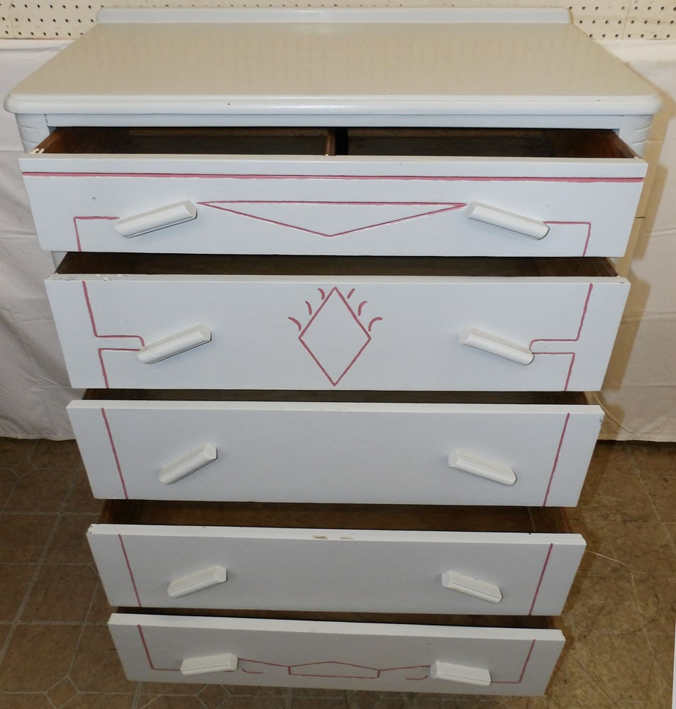 Antique Painted Five Drawer Chest - 3