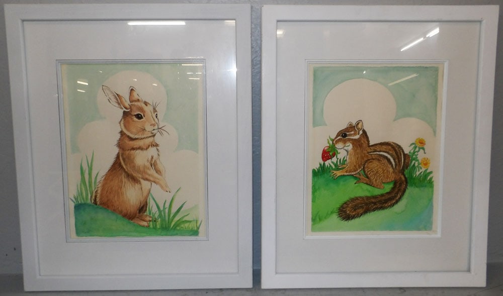 Two Framed Watercolors of Chipmunks Artist Signed (1 of 5)