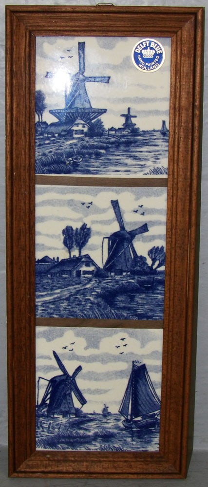 Three Framed Delft Blue Porcelain Tiles (1 of 5)