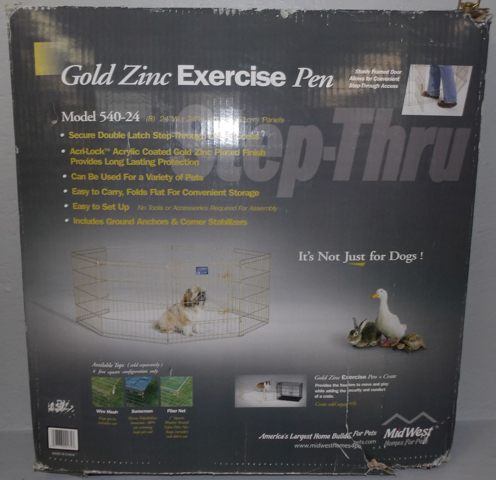 Gold Zinc Exercise Animal Pen in Box: Gold Zinc Exercise Animal Pen in Box. Box: 26" x 25" "ALL DESCRIPTIONS AND ANY CONDITION STATEMENT GIVEN BY LANGSTON AUCTION GALLERY ARE STRICTLY OPINIONS AND LANGSTON'S SHALL HAVE NO RESPONSIBILITY