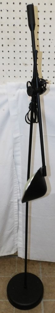 Painted Metal Modern Floor Lamp: Painted Metal Modern Floor Lamp . 53 1/4" H 8" Dia. "ALL DESCRIPTIONS AND ANY CONDITION STATEMENT GIVEN BY LANGSTON AUCTION GALLERY ARE STRICTLY OPINIONS AND LANGSTON'S SHALL HAVE NO RESPONSIBILITY