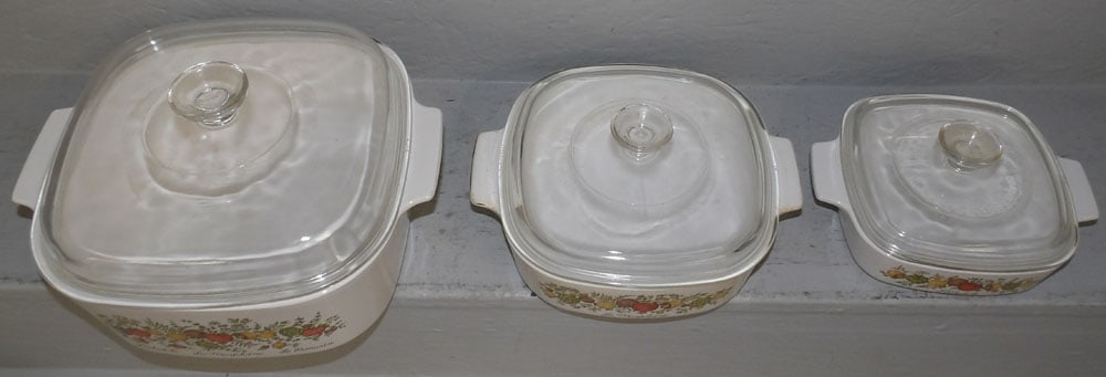 Three Vintage Corning Ware Casseroles - 3