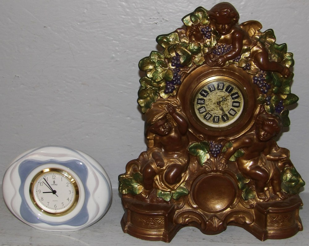 Lladro Porcelain Clock & Newell Studios Cherub Decorated Clock (1 of 6)