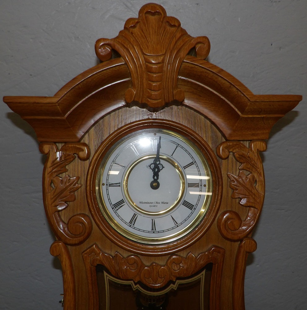 Carved Oak Decorative Wall Clock - 2