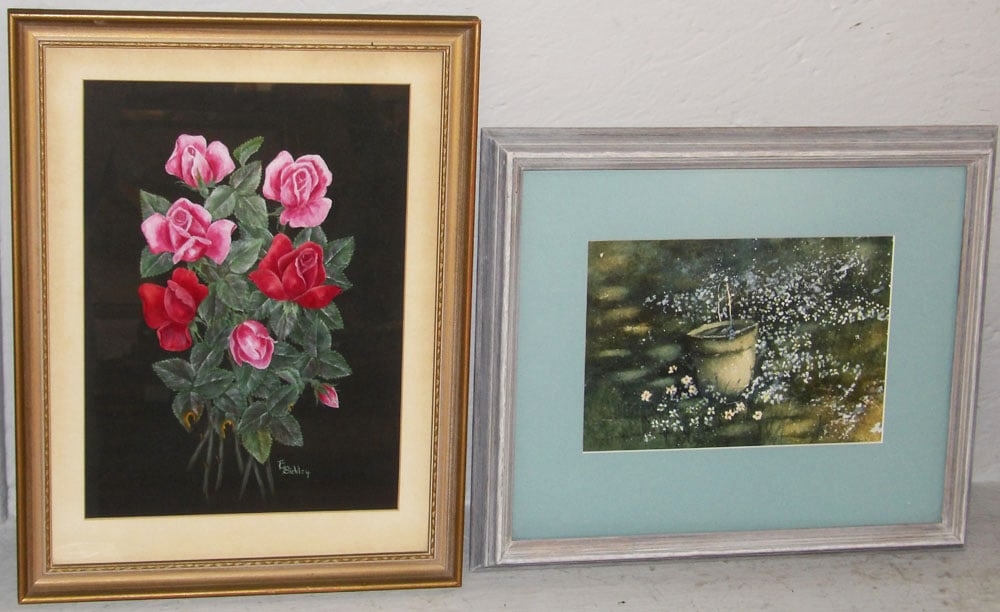 Two Framed Floral Still Life Watercolors Artist Signed (1 of 5)