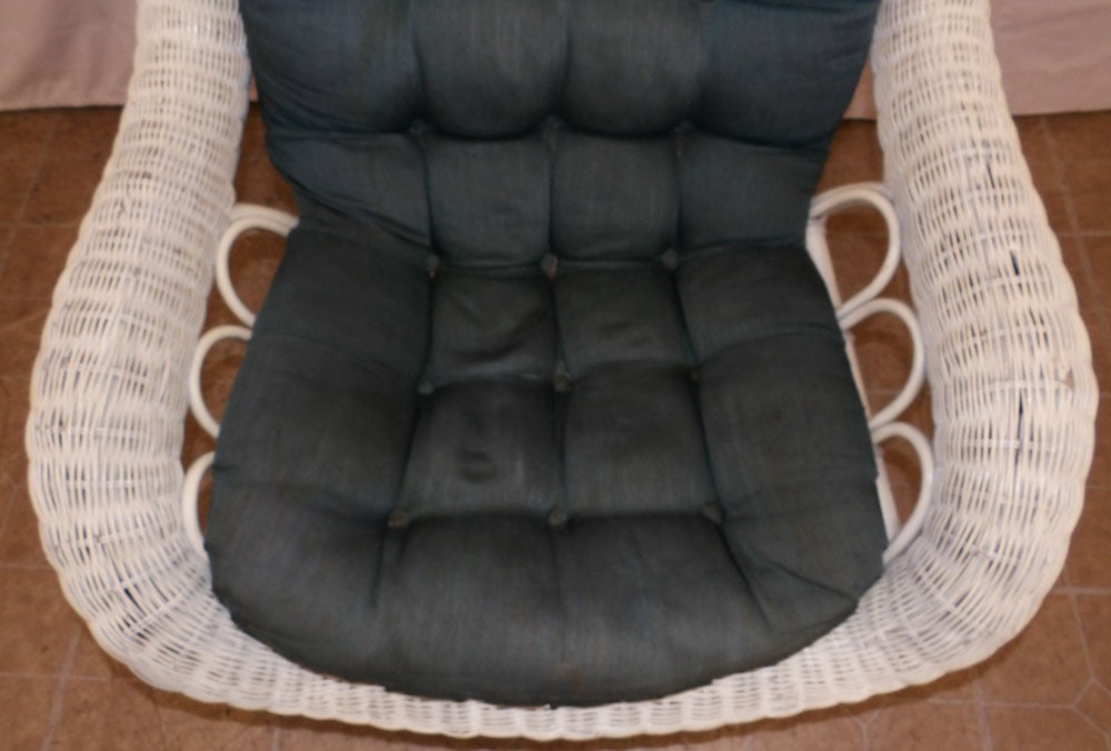 Painted Wicker Arm Chair - 2
