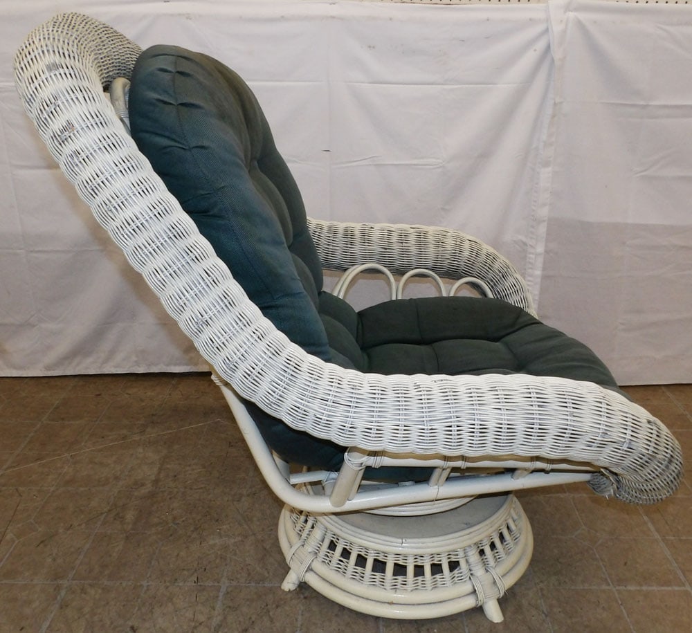 Painted Wicker Arm Chair - 4