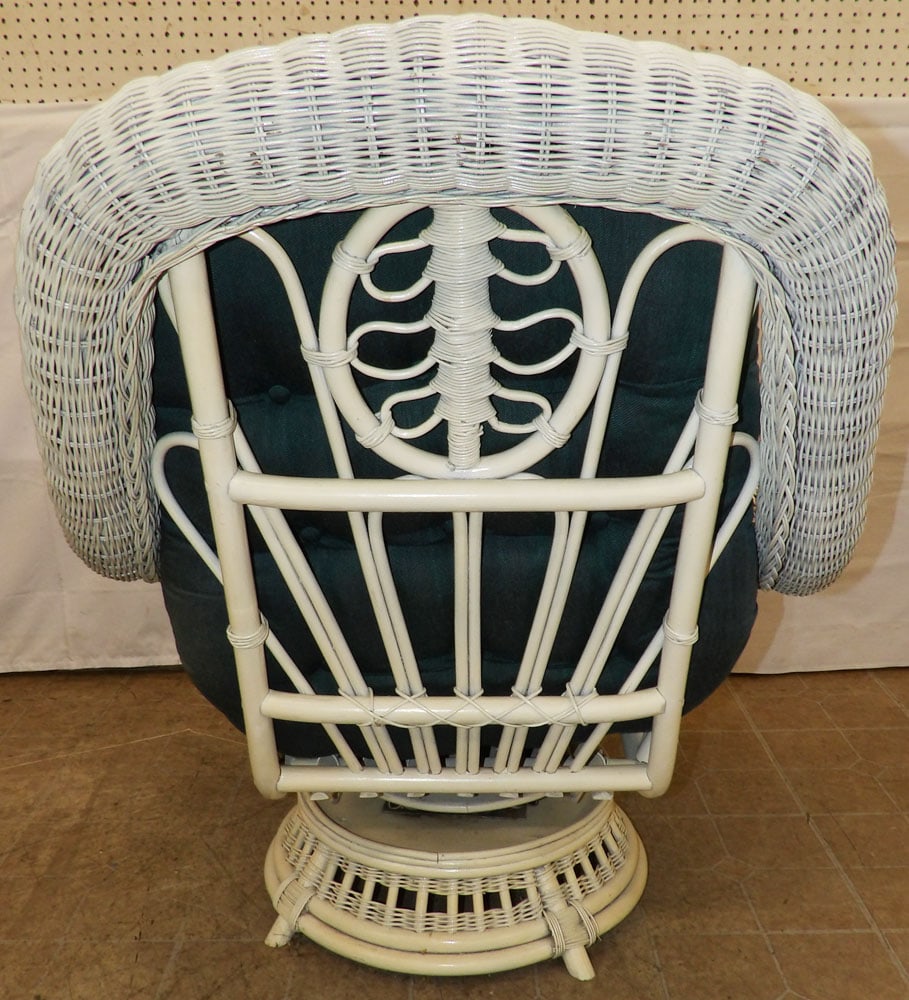 Painted Wicker Arm Chair - 5