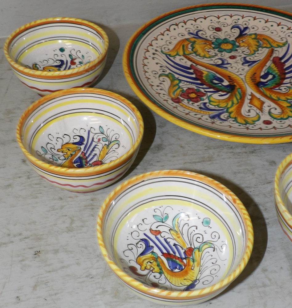 Polychrome Decorated Dessert Set - 2