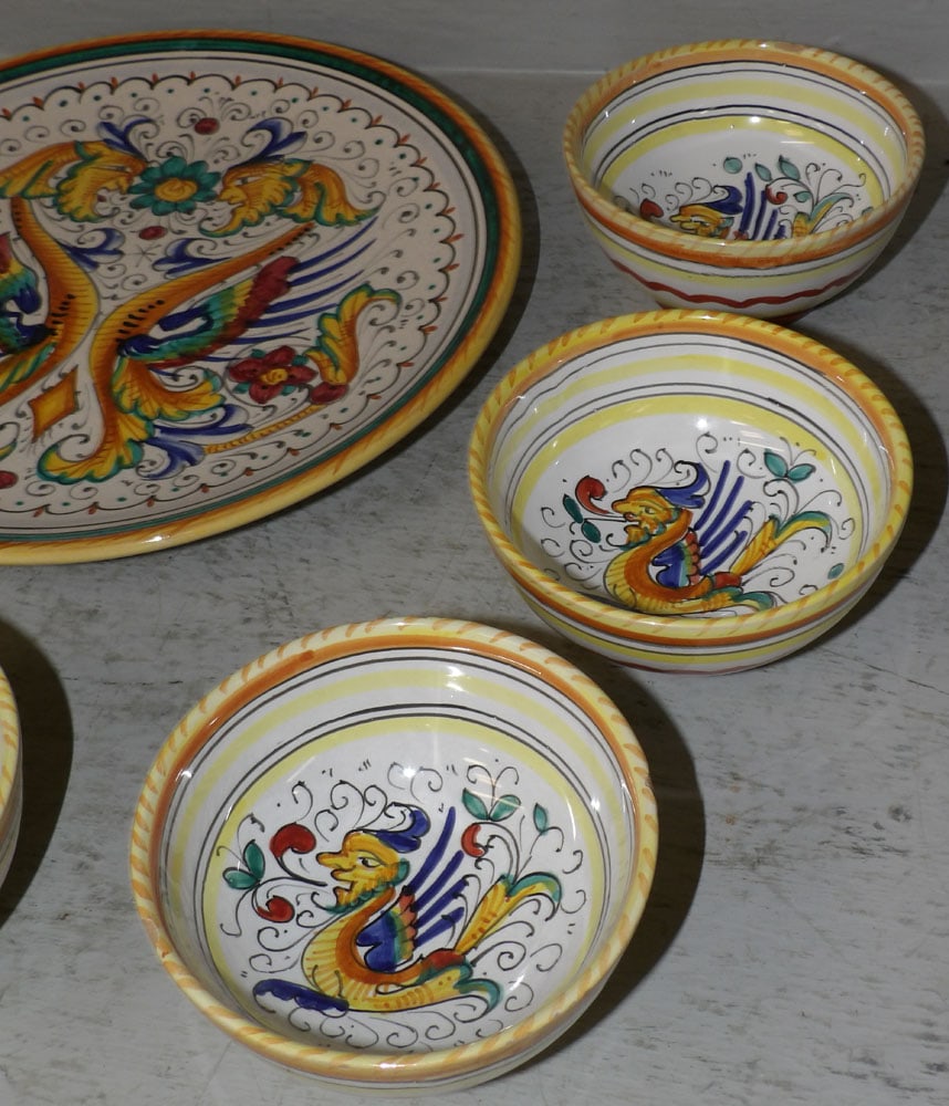 Polychrome Decorated Dessert Set - 3