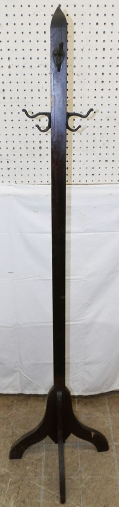 Mahogany Hat Stand: Mahogany Hat Stand . 64" H 12 1/2" Dia. "ALL DESCRIPTIONS AND ANY CONDITION STATEMENT GIVEN BY LANGSTON AUCTION GALLERY ARE STRICTLY OPINIONS AND LANGSTON'S SHALL HAVE NO RESPONSIBILITY FOR ERRORS OR 