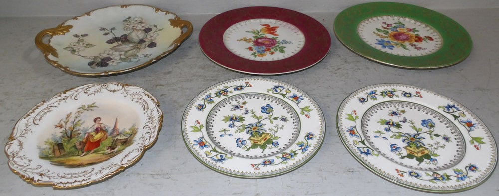 Lot of Painted Porcelain Plates: Lot of Painted Porcelain Plates . Up to 12" W "ALL DESCRIPTIONS AND ANY CONDITION STATEMENT GIVEN BY LANGSTON AUCTION GALLERY ARE STRICTLY OPINIONS AND LANGSTON'S SHALL HAVE NO RESPONSIBILITY FOR
