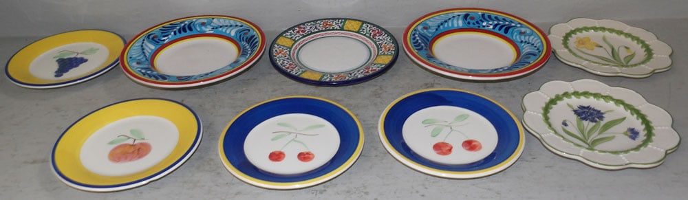 Lot of Painted Porcelain Plates & Bowls: Lot of Painted Porcelain Plates & Bowls. Up to 9 1/4" Dia. "ALL DESCRIPTIONS AND ANY CONDITION STATEMENT GIVEN BY LANGSTON AUCTION GALLERY ARE STRICTLY OPINIONS AND LANGSTON'S SHALL HAVE NO