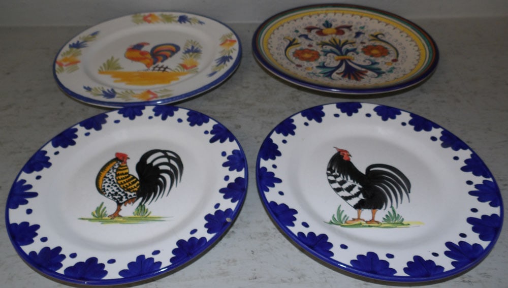 Lot of Painted Porcelain Plates: Lot of Painted Porcelain Plates . Up to 10 1/2" Dia. "ALL DESCRIPTIONS AND ANY CONDITION STATEMENT GIVEN BY LANGSTON AUCTION GALLERY ARE STRICTLY OPINIONS AND LANGSTON'S SHALL HAVE NO RESPONSIBILITY F
