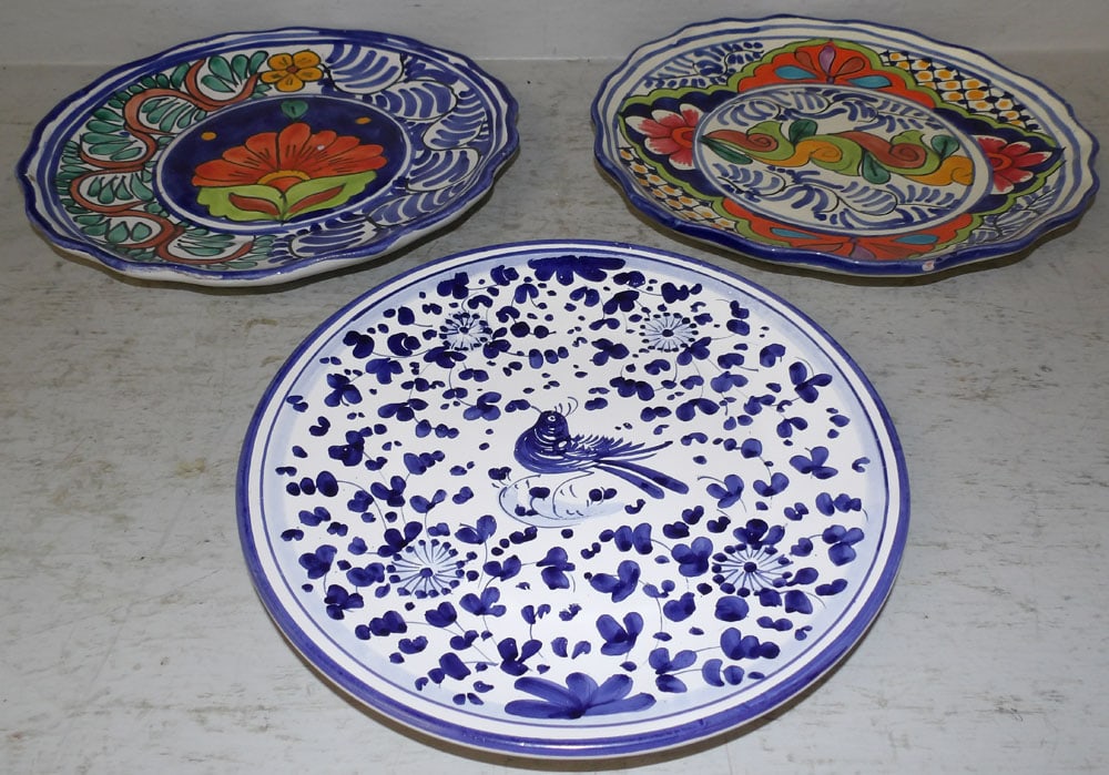 Lot of Painted Porcelain Chargers: Lot of Painted Porcelain Chargers. Up to 11" Dia. "ALL DESCRIPTIONS AND ANY CONDITION STATEMENT GIVEN BY LANGSTON AUCTION GALLERY ARE STRICTLY OPINIONS AND LANGSTON'S SHALL HAVE NO RESPONSIBILITY FOR