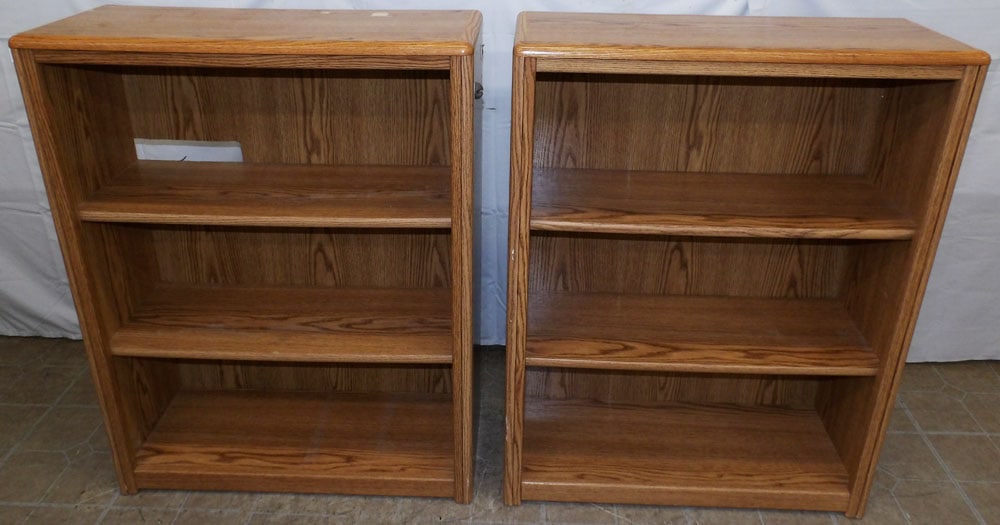 Pair of Modern Open Bookshelves: Pair of Modern Open Bookshelves . 39" H 30" W 11 3/4" D "ALL DESCRIPTIONS AND ANY CONDITION STATEMENT GIVEN BY LANGSTON AUCTION GALLERY ARE STRICTLY OPINIONS AND LANGSTON'S SHALL HAVE NO RESPONSIBILIT