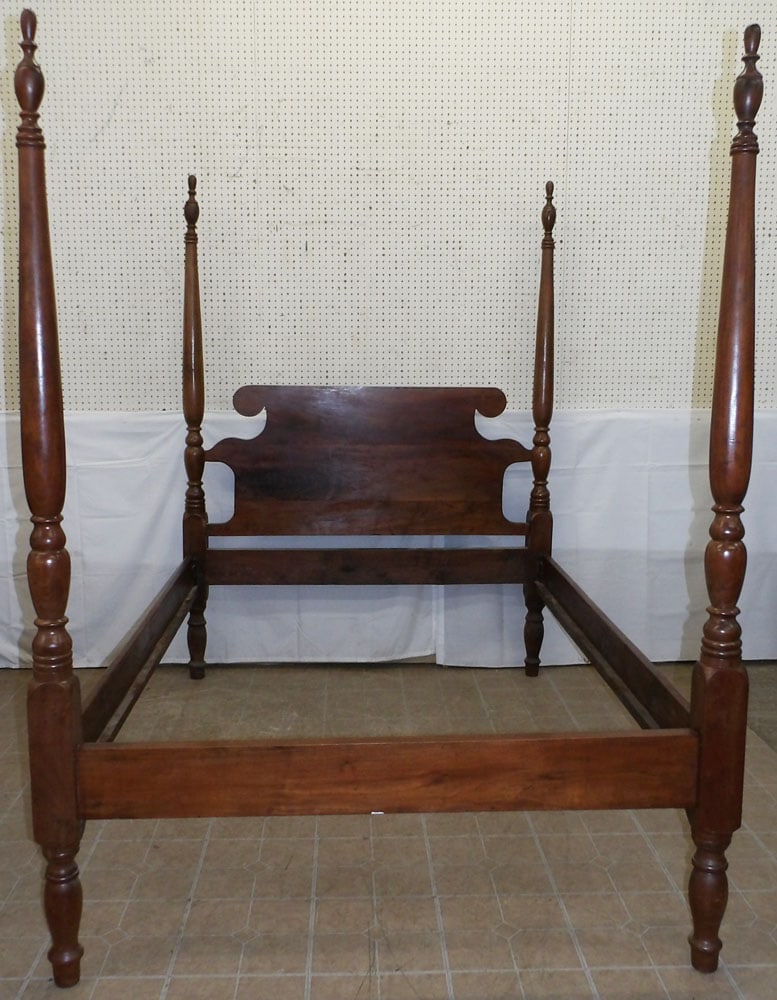 Walnut Four Post Full Size Bed with Rails (1 of 5)