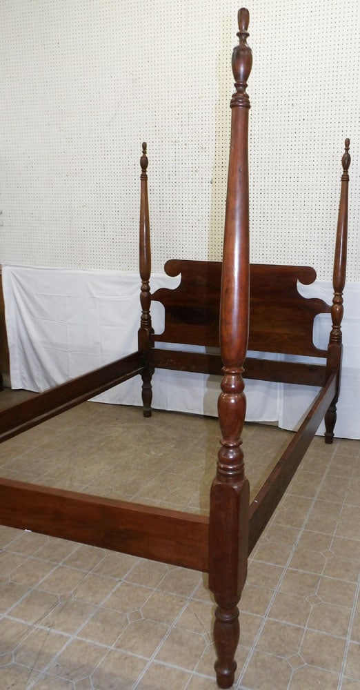 Walnut Four Post Full Size Bed with Rails - 2