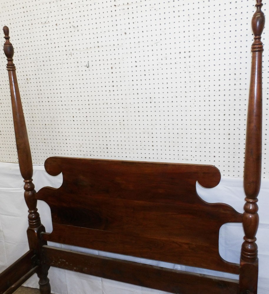 Walnut Four Post Full Size Bed with Rails - 4