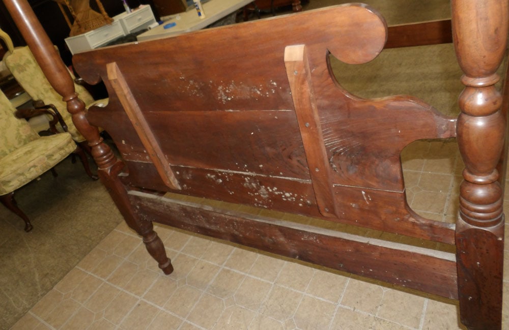 Walnut Four Post Full Size Bed with Rails - 5