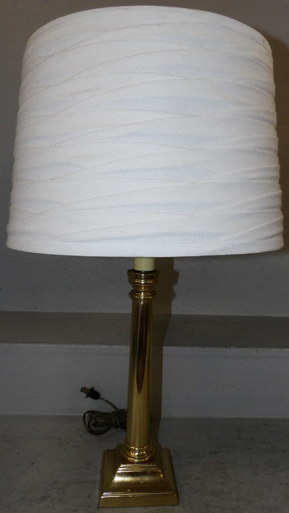 Brass Candlestick Lamp: Brass Candlestick Lamp . 27 3/4" H 15 1/4" Dia. "ALL DESCRIPTIONS AND ANY CONDITION STATEMENT GIVEN BY LANGSTON AUCTION GALLERY ARE STRICTLY OPINIONS AND LANGSTON'S SHALL HAVE NO RESPONSIBILITY FOR