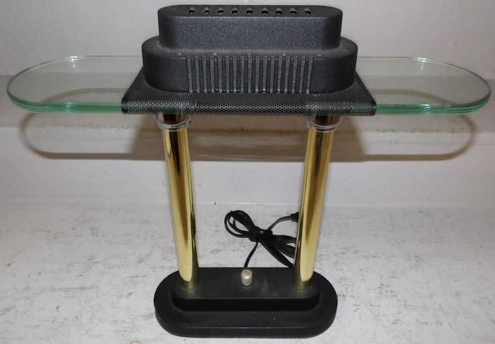 Modern Desk Lamp: Modern Desk Lamp. 15" H 16 1/2" W "ALL DESCRIPTIONS AND ANY CONDITION STATEMENT GIVEN BY LANGSTON AUCTION GALLERY ARE STRICTLY OPINIONS AND LANGSTON'S SHALL HAVE NO RESPONSIBILITY FOR ERRORS OR