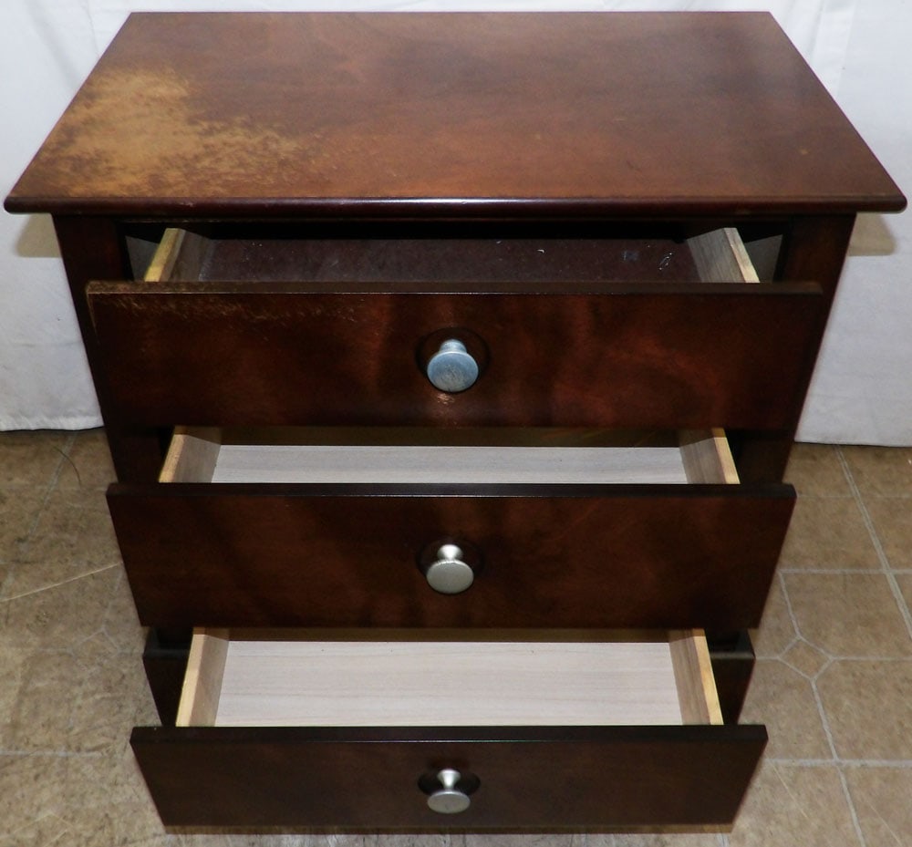 Modern Cherry Three Drawer Night Stand - 3