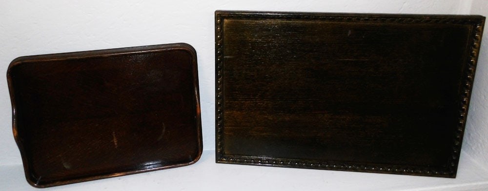 Two Antique Oak Trays: Two Antique Oak Trays . 24" x 16" "ALL DESCRIPTIONS AND ANY CONDITION STATEMENT GIVEN BY LANGSTON AUCTION GALLERY ARE STRICTLY OPINIONS AND LANGSTON'S SHALL HAVE NO RESPONSIBILITY FOR ERRORS OR