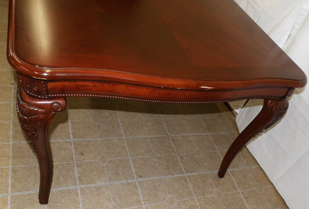 Cherry Inlaid Dining Table with One Leaf - 2